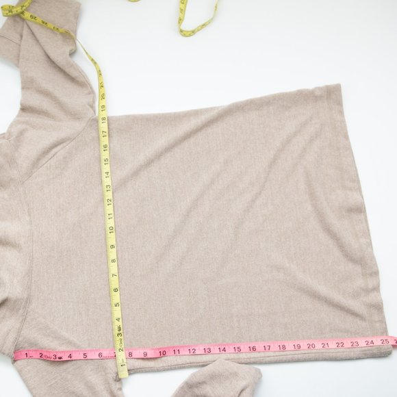 Haven Knit Top Folded Collar Off The Shoulder Shirt Tan Shirt Size Small New - Picture 5 of 5